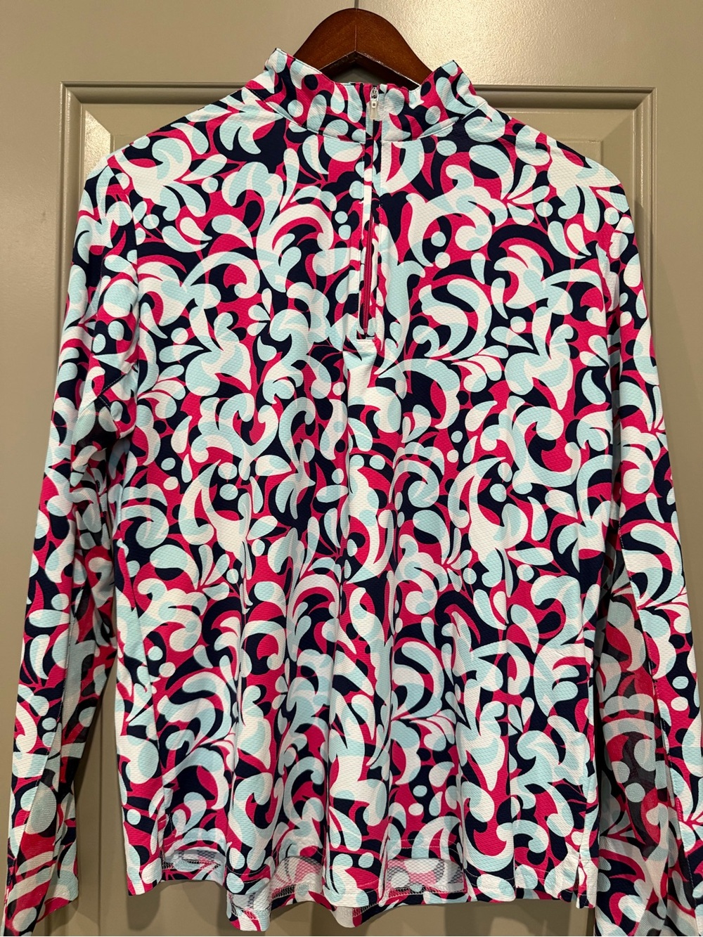 SanSoleil UV 50+ Cooling Long Sleeve Mock Zip Golf Tennis Top Shirt Women's